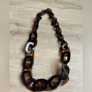 Brown Acrylic Lucite Chain Statement Necklace Boho Classic Fashion Chunky